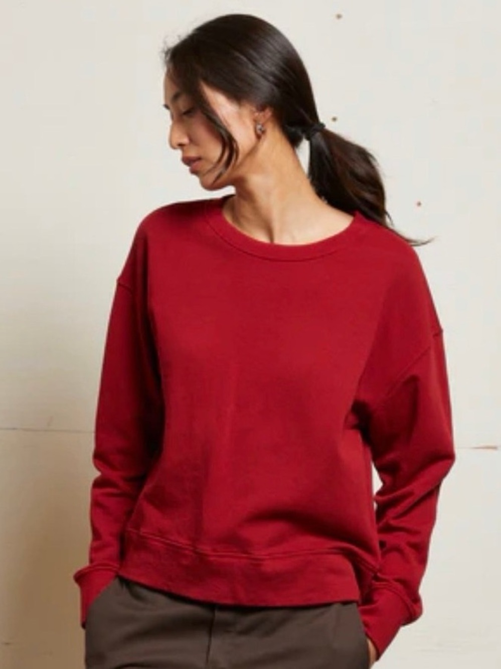 Perfect White Tee Sz M Tyler Red French Terry Casual Relaxed Sweater